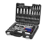 WORKPRO Coffret de Douilles et Embouts 108 Pièces avec Clés à Cliquet 1/2" et 1/4" (72 Dents), 2 Rallonges, Porte Embout et Universel, Boîte Pratique et Résistante