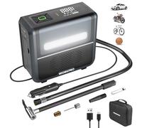 WORKPRO Compresseur à Air Portatif 12 V, Gonfleur Pneu Voiture avec Batterie 2500 × 3 mAh, Gonfleur Electrique 150 PSI, 5 Modes de Gonflage pour Pneus de Voiture Velo Ballon Moto Matelas Gonflable