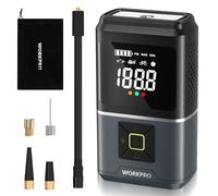 WORKPRO Pompe à Air Électrique 150 PSI (10,3 bar), Compresseur d'Air sur Batterie 7,2 V 2500 mAh, Pompe à Pneus Portable Sans Fil avec Écran Numérique et Éclairage d'Urgence pour Voiture, Vélo, Moto, 