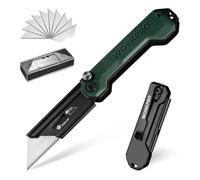 WORKPRO Couteau Utilitaire Pliant et Cutter de Poche avec Mécanisme de Changement Rapide, Manche en G10, avec 10 Lames SK5 Supplémentaires, Idéal pour Coupe de Cuir, PVC, Papier, Rose