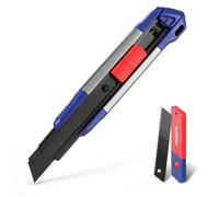 WORKPRO Cutter Professionnel 18 mm en Aluminium, Cutter Rétractable avec Lames Sécables SK5, Cutter Multi-Usage avec 10 Lames de Rechange et Distributeur, Idéal pour Couper Papier, Carton, Plastique
