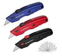 WORKPRO Cutter Universel avec Mécanisme de Changement Rapide, Cutter Professionnel avec 4 Positions Réglables et 10 Lames de Rechange en SK5, Manche en Aluminium Antidérapant