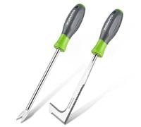 WORKPRO Desherbeur Manuel 2 Pièces, Couteau Désherbeur, Désherbeur Manuel en Acier Inoxydable avec Poignée Plastique, Arrache Mauvaise Herbe, Outil Désherbage pour Jardin