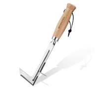 WORKPRO Désherbeur pour Fissures, Outil de Désherbage 30,5 cm en Acier Inoxydable avec Manche en Bois, Spatule Désherbeuse en L pour Allées, Jardin, Terrasse, Pavés et Mousse
