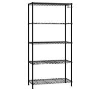 WORKPRO Étagère de Rangement à 5 Niveaux, Étagère Charge Lourde de 340KG (Total), 150x75x35mm, Assemblage Rapide, Étagère en Fil Métallique avec Base Réglable et Crochet pour Cuisine, Garage