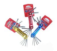 WORKPRO Jeu de 17 clés hexagonales pliantes SAE/métrique, 8 pièces pliantes Torx T8-T40 avec coque en aluminium bleu, rouge et jaune