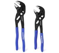 WORKPRO Jeu de 2 Clés à Pince 180 et 255 mm, Pince Multiprise en Acier Cr-V, Serrage Rapide, Ouverture Maximale de 40/50 mm, Pince-Clé Polyvalente pour Serrage et Ajustement