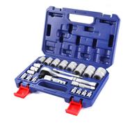 WORKPRO Jeu de 22 clés à douille avec manche à cliquet, clé à cliquet 1/4, 3/8, 1/2 pouce, jeu de clés à douille métrique Cr-V avec barres d'extension, ensemble d'outils de mécanique pour le bricolage