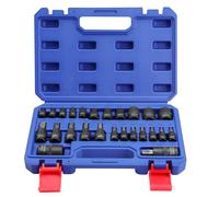 WORKPRO Jeu de 25 Douilles Torx, Torx Intérieur et Extérieur 1/4", 3/8" et 1/2", Coffret Douilles en Acier S2, Acier Chrome Vanadium, avec Boîte de Rangement