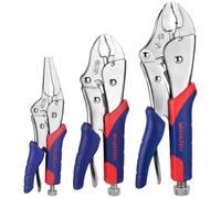 WORKPRO Jeu de 3 Pinces-Étaux Autobloquantes, Pince-Étau à Bec Long 165 mm et Pinces-Étaux à Mâchoires Courbes 180 mm et 255 mm, Cr-V, Déverrouillage Rapide, Poignées Bi-matière Antidérapantes