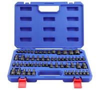 WORKPRO Jeu de 60 Douilles Torx, Torx Intérieur et Extérieur 1/4", 3/8" et 1/2", Coffret Douilles en Acier S2, T6-T70, TT6-TT70, TP8-TP60, E4-E24, Acier Chrome Vanadium, avec Boîte de Rangement