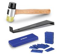 WORKPRO Kit d'installation pour Parquet Stratifié, avec 30 Cales d'espacement, Maillet Double Face, Barre de Traction, Bloc de Frappe, Pose de Sol Stratifié