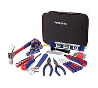 WORKPRO Kit d'Outils avec Sac de Rangement pour Usage Domestique ou du Travail 100 Pièces EN Acier au carbone et Cr-V, Bleu Rouge Noir