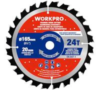 WORKPRO Lame de Scie Circulaire 165 mm 24 Dents ATB, Coupe Rapide pour Bois Massif, Bois Tendre, MDF et Contreplaqué