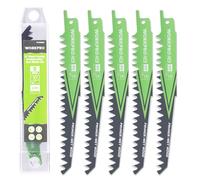 WORKPRO Lame de Scie Sabre 5 Pièces, Accessoires de Scie Sabre pour Bois Huimide, Coupe Rapide 152 mm 5TPI avec Boîte de Rangement