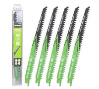 WORKPRO Lame de Scie Sabre 5 Pièces, Accessoires de Scie Sabre pour Bois Huimide, Coupe Rapide 230 mm 5TPI avec Boîte de Rangement