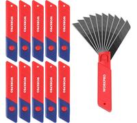 WORKPRO Lot de 100 Lames de Cutter 18mm, Lames Sécables en SK5 avec Distributeur, Épaisseur: 0,5mm, Longeur: 100mm