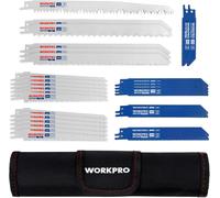 Lames de Scie Sabre 32 Pieces WORKPRO pour Bois et Métal avec Sacoche de Rangement