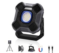 WORKPRO Lampe de Travail LED Rechargeable 2000LM, 5 Modes, Projecteur Magnétique Portable avec Support 180°, Batterie 4000mAh & Power Bank, Lampe Portable pour Camping, Réparation Auto et Urgence