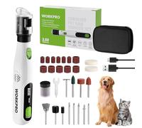 WORKPRO Lime à Ongles Chien Électrique, Lime Griffe pour Chiens et Chats avec 6 Vitesses, 3 Options de Slot, 70 Accessoires, Rechargeable Type-C et Sac de Rangement