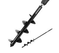 WORKPRO Lot de 2 Tarières de Jardin (4 x 42 cm et 9 x 40 cm), Foret de Terre Hélicoïdal, Outil de Creusage pour Perceuse, Tarière Manuelle pour Plantation et Travaux de Jardinage, Noir