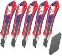 WORKPRO Lot de 5 Cutters Professionnels, Cutter Utilitaire Rétractable 18mm