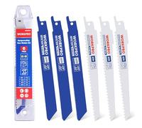 WORKPRO Lot de 6 Lames de Scie Sabre BIM, 14/18/24/6 TPI, pour Métal et Bois, avec Boîte de Rangement