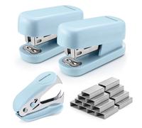 WORKPRO Mini agrafeuse avec agrafes bleues comprenant deux petites agrafeuses, un dissolvant d'agrafes, 2000 agrafes standard, conception de verr