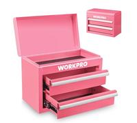 WORKPRO Mini Boîte à Outils en Métal avec 2 Tiroirs et 1 Rangement Supérieur 27,5 x 15 x 20,8 cm, Portable Boîte à Outils pour Usage Quotidien