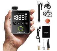 WORKPRO Mini compresseur d’air sans fil portable 8 V Pompe à air rechargeable 140 PSI (9,78 bar) Charge USB Type-C Gonfleur portable pour voiture, moto, vélo, ballon, lampe de poche et batterie extern
