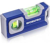 WORKPRO Mini niveau à bulle magnétique en alliage d'aluminium avec trou de suspension et aimant puissant 115 mm, 2 niveaux 90°/180°
