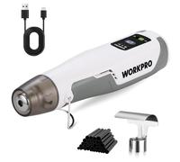 WORKPRO Mini Pistolet à Air Chaud Sans Fil, Décapeur Thermique 3 Températures (Froid/300°C/450°C), Chauffage Rapide avec Buse Réflectrice et 50 Tubes Thermorétractables, pour DIY, Embossage, Artisanat