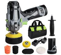 WORKPRO Mini Polisseuse sans Fil 12V φ75mm, Kit Polisseuse Voiture avec 2 Batteries 2,0Ah, 7500 tr/min, Charge Rapide en 1 Heure, avec Sac à Outils et 12 Accessoires pour Voiture, Meuble, Marbre, Bain