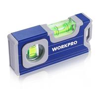 WORKPRO Niveau à Bulle Magnétique de Poche 115 mm - Semelle Aluminium - 2 en 1 Mesure Horizontale et Verticale - Rainure en V pour Les Surfaces de Tuyaux et Rond