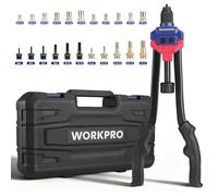 WORKPRO Outil à riveter, 40,6 cm avec 11 mandrins métriques et SAE, ensemble d'outils à rivets manuels avec 185 rivets filetés, riveteuse manuelle avec étui de transport