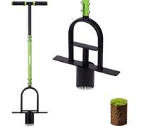 WORKPRO Outil de plantation de bulbes de 91,4 cm, outil de jardinage 5 en 1 à long manche avec base dentelée, double pédale, outil de jardin 5 en 1 pour plantation, transplantation, désherbage