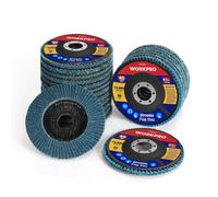 WORKPRO Paquet de 20 disques lamelles, taille d'arbre de 4-1/2 pouces, meule abrasive en zircone T29 de 7/8 pouces et disque abrasif lamelles