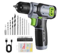 Perceuse Visseuse Sans Fil 8V WORKPRO, Visseuse Devisseuse Sans Fil Gris Vert, Accessoires 53 Pieces, avec Mandrin 10mm, LED Lumiere, Cable de Charge Type C, pour Reparation Maison DIY