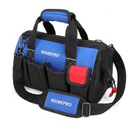 WORKPRO Petit sac à outils de 35,6 cm, sac de rangement multi-usage, sac de rangement étanche pour électriciens avec bandoulière réglable