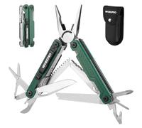 WORKPRO Pince Multifonction en Acier Inoxydable 18 en 1, Outil Multifonction avec Sac, Multitool Couteau Pince Scie Tournevis Ouvre-Boîte pour Extérieur, Camping, Randonnée, Réparation (Vert)
