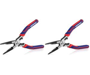 WORKPRO Pince Multifonctionnelle à Bec Long en Cr-V - Maintenir, Dénuder, Couper, Sertir, Serrer, Enroulement - Pour Usage Domestique ou Electricien (Lot de 2)