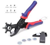 WORKPRO Pince Perforatrice avec 6 Tailles de Poinçon Interchangeables pour Tissu Ceinture en Cuir Sac Plastique Papier G