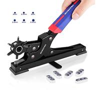 WORKPRO Pince Perforatrice Rotative avec 6 Tailles de Poinçon | Poinçons Interchangeables, pour Cuir, Ceinture, Tissu, Papier, Carte, Plastique, Sac et DIY
