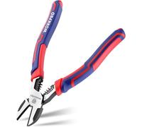WORKPRO Pince Coupante Diagonale en Cr-V 2 en 1 196mm, Fonction de Coupe et de Dénudage, avec Poignée Bi Matière pour Usage Domestique ou Electricien
