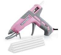 WORKPRO Pistolet à Colle Chaude 60 W/100 W avec 10 Bâtons de Colle 11x200 mm, Pistolet à Colle Électrique de Chauffage Rapide de 90S pour Bricolage/Réparation/Artisanat/DIY/Bureau/Maison, Gris Rose