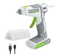 WORKPRO Pistolet à Colle Chaude Sans Fil 7,2 V avec 20 Bâtons | Batterie 2000 mAh, Chauffage Rapide en 40 s, Arrêt Automatique, avec Bâtons 7 × 100 mm pour DIY et Réparation