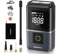 WORKPRO Compresseur à Air Portatif 7,2 V, Gonfleur Pneu Voiture avec Batterie 2500 mAh, Gonfleur Electrique 150PSI(10,3Bar) 4 Modes de Gonflage pour Pneus de Voiture Velo Ballon Moto Matelas Gonflable