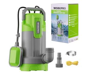 WORKPRO Pompe de Relevage Submersible 700 W 17000 L/H, Pompe Vide Cave avec Flotteur Automatique, Pompe d’Évacuation Eaux Propres/Chargées, Hauteur de Refoulement 10 m pour Piscine, Bassin et Jardin