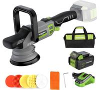 Polisseuse de Voiture sans Fil 20V WORKPRO, Polisseuse Orbitale sans Balais a Double Action, 7 Vitesses (2000-5000 tr/min), Poignee en D Reglable, avec Sac, pour Voitures, Sols, Carreaux, Meubles