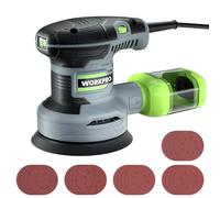 WORKPRO Ponceuse Excentrique 125 mm, Ponceuse Orbitale Filaire 300 W | Ponceuse Rotative à Vitesse Réglable 7000-13000 tr/min avec Récipient à Poussière et Disque de Ponçage 20 Pièces